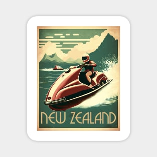 New Zealand Jet Ski Vintage Travel Art Poster Magnet