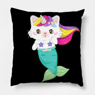 Cute mermaid cat magical Pillow