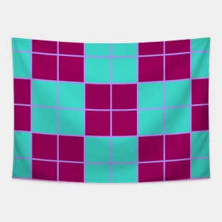 Turquoise and Magenta Checkered Tapestry