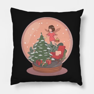 Fairy Christmas Snow Glass Ball Pillow