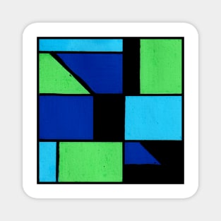 Blue Green Geometric Abstract Acrylic Painting III Magnet