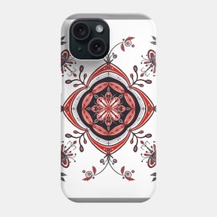 Floral folk art black and red mask orchid Iris Phone Case