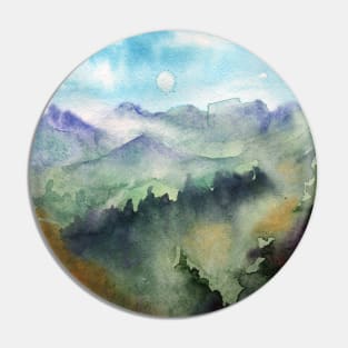 Watercolor landscape sky clouds Pin