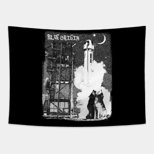 blue origin black design Tapestry