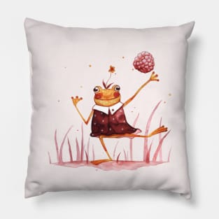 Happy frog with raspberry Pillow