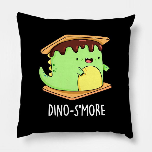 Dino-smore Cute Dinosaur Smore Pun. Pillow by punnybone