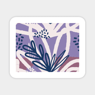 Abstract lilac blush pink and navy botanical print Magnet