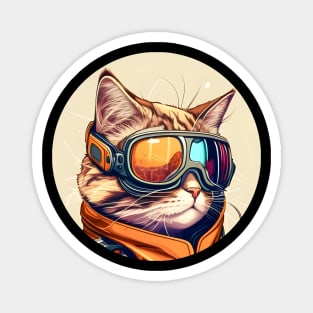 A Cat In A Ski Googles - The Cat Lovers Colorful Magnet