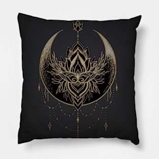 Stunning gold black moon Pillow