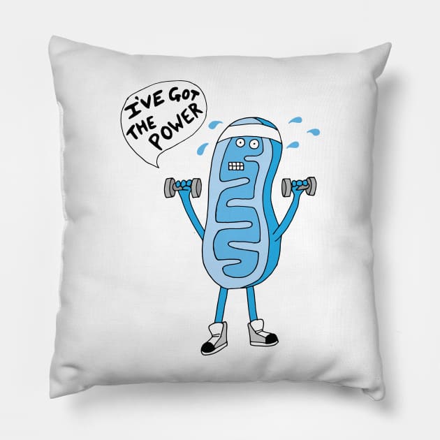 Mitochondria He's Got The Power!! Pillow by Geektopia