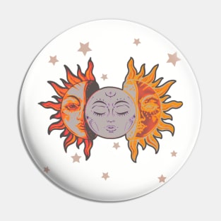 Star child of the moon and sun (matte greyish green bg, matte 2 version) Pin