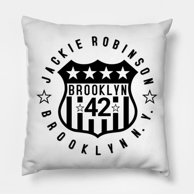 Jackie Robinson BK NY Pillow by Madajae Designs