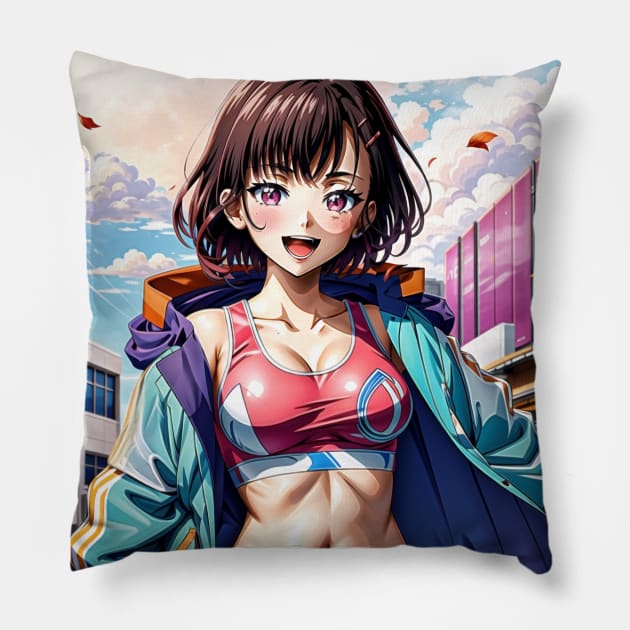 happy shizuka Pillow by WabiSabi Wonders