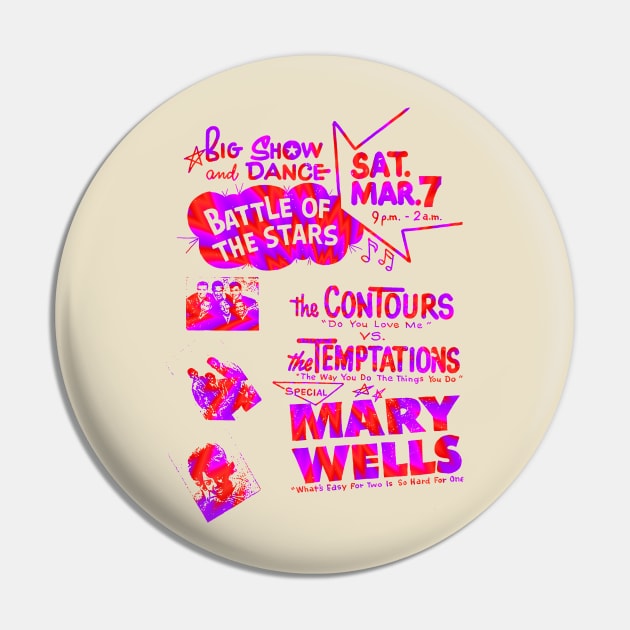 The Temptations , Contours , Mary Wells concert graphic Pin by HAPPY TRIP PRESS