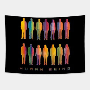 Human Beings Rainbow Silhouette Tapestry