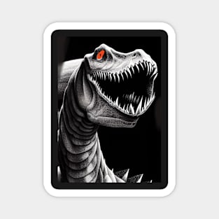 SCARY BLACK AND WHITE RED EYED DINOSAURS Magnet