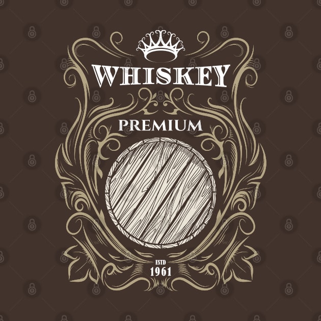 Premium Whiskey label with Barrel and Crown by devaleta