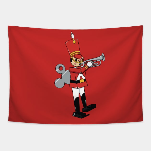 Christmas Toy Solider Trumpet Player Tapestry by DeepDiveThreads