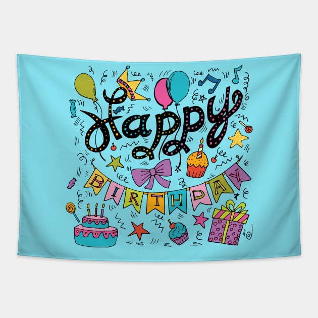 Happy Birthday Tapestry by SWON Design