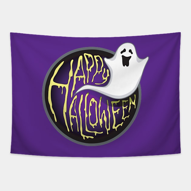 Ghost HAPPY HALLOWEEN Tapestry by O.M design