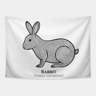 Rabbit with Latin Name - animal ink art design - on white Tapestry