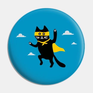 cat superhero is flying in the sky Pin