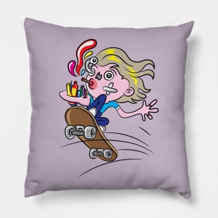 Skateboarder Cartoon Pillow