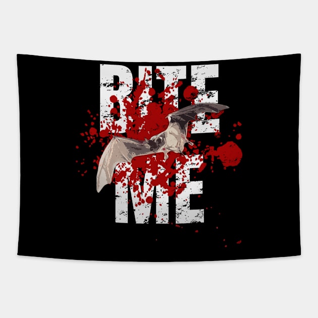 Bite Me Halloween Bat product Blood Splatter Distressed Tapestry by merchlovers