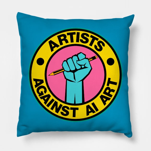 Artists Against AI Art Pillow by darklordpug