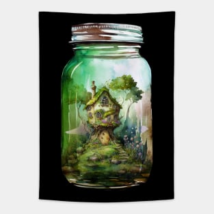 Fairy Forest House Jar Tapestry