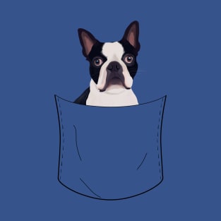 Peeking Pocket Pet - Boston Terrier T-Shirt