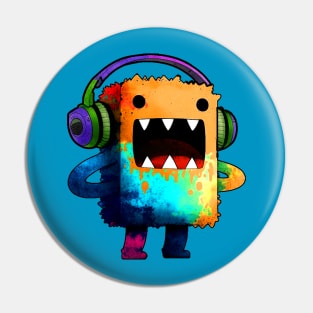 Boxy Monster with Headphones Pin