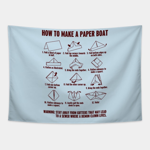 Horror Movie 80's Retro Funny Paper Making Boat Tutorial Tapestry by BoggsNicolas