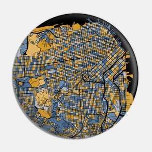 San Francisco Map Pattern in Blue & Gold Pin