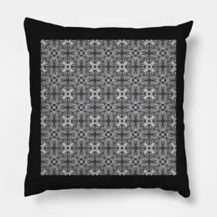 Charcoal Cat Faces Kaleidoscope pattern 15 Pillow