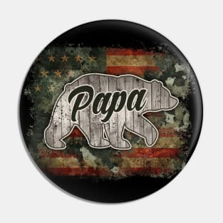 Papa bear; Papa; Dad; bear; American dad; American papa; USA; America; flag; patriotic; Father's Day; gift for dad; gift for papa; dad; father's day gift; pappy; grandpa; gift; son; daughter; child; children; stars and stripes; Pin