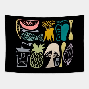 Vintage Pyrex Pattern - Mod Kitchen (Multi-Color) Tapestry