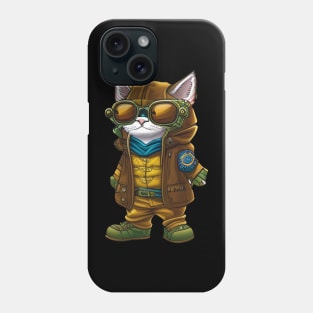 Steampunk Cat in Goggles and Jacket Phone Case