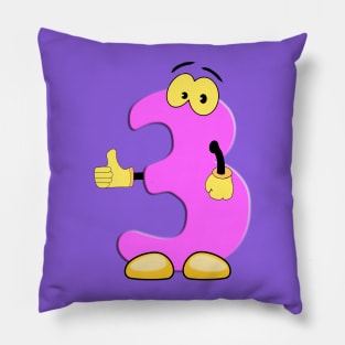 Number 3 Smiley Monogram Face Emoji Shirt for Men Women Kids Pillow