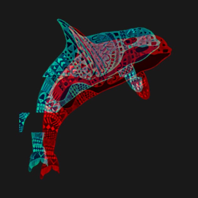 Hand Drawn Design Trippy Killer Whale by Jedistudios 