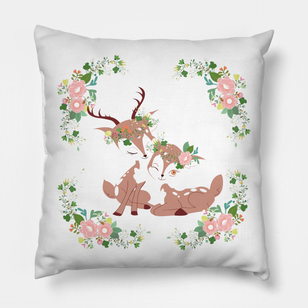 Cute Couple Deer Cartoon Doodle Deer Pillow Teepublic Au