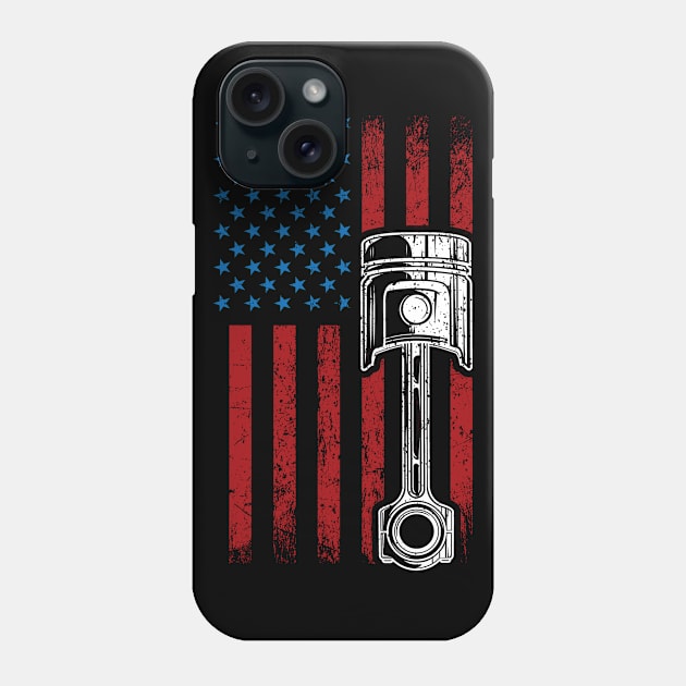 American Flag Piston Muscle Car Patriotic Vintage Phone Case by TeddyTees