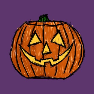 Dark and Gritty Sketched Jack O Lantern Carved Pumpkin T-Shirt