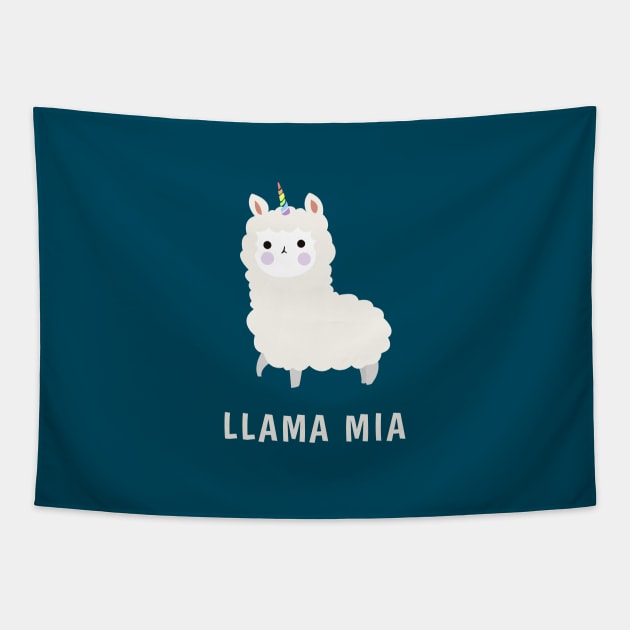 Llama Mia Llamacorn Unicorn Rainbow Tapestry by DesIndie