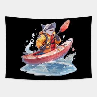 Cautious Kayaker Anime Shark Tapestry