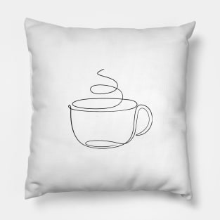 Coffee Cup Line Drawing Pillow