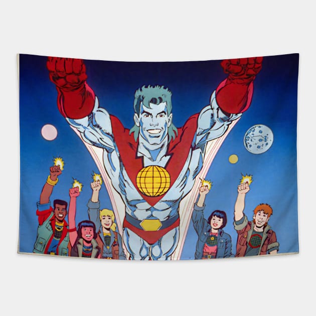 Captain Planet, He's A Hero Tapestry by scohoe