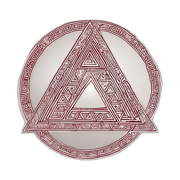 Mystical Geometric Triangle with Intricate Greek Key Pattern No. 917 by cornelliusy
