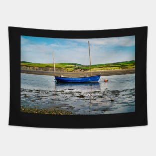 Beautiful Small Boat With Water Reflections Tapestry