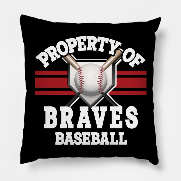 Proud Name Braves Graphic Property Vintage Baseball Pillow by WholesomeFood